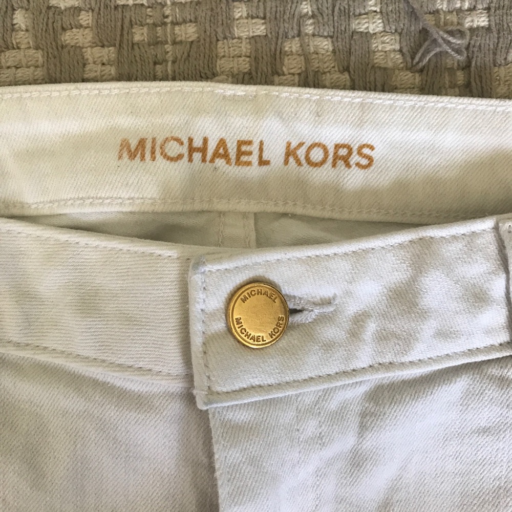 Michael Kors white kick flare jeans